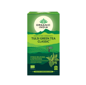 Organic India Tulsi se zeleným čajem, porcovaný čaj, 25 sáčků