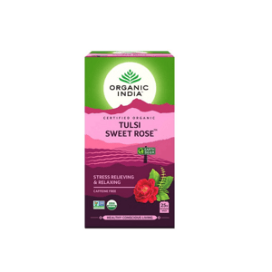 Organic India Tulsi Sladká růže, porcovaný čaj, 25 sáčků